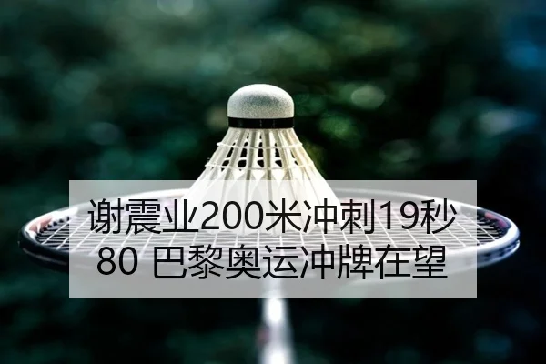 谢震业200米冲刺19秒80 巴黎奥运冲牌在望